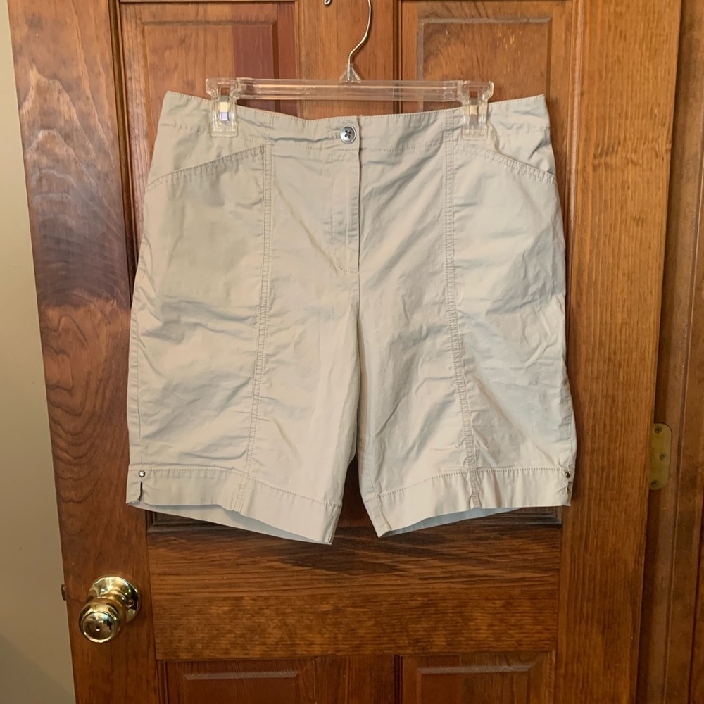 Chico shorts Khaki color, size 2 or 10-12, elastic in back of waist, has zipper.